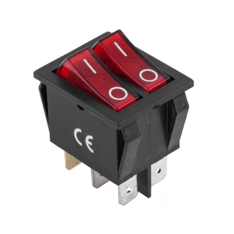 Dubbele ON-OFF schakelaar - 250V - 15A - Rood Dubbele ON-OFF schakelaar - 250V - 15A - Rood